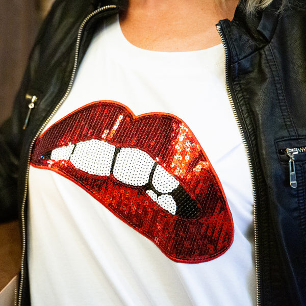 Red Glitter Lips Relaxed Weekender T-Shirt